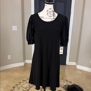 MSK PETITE LBD Elegant Black Puff Sleeve Dress